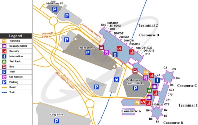 Схема терминалов аэропорта Бонн/Кельн
